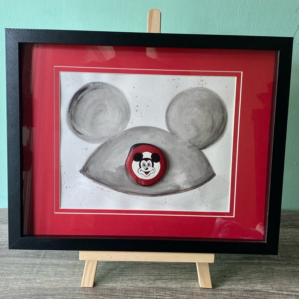 🧁 Disney Mouseketeer Inspired Original Mixed Media Art in Shadow Box Frame